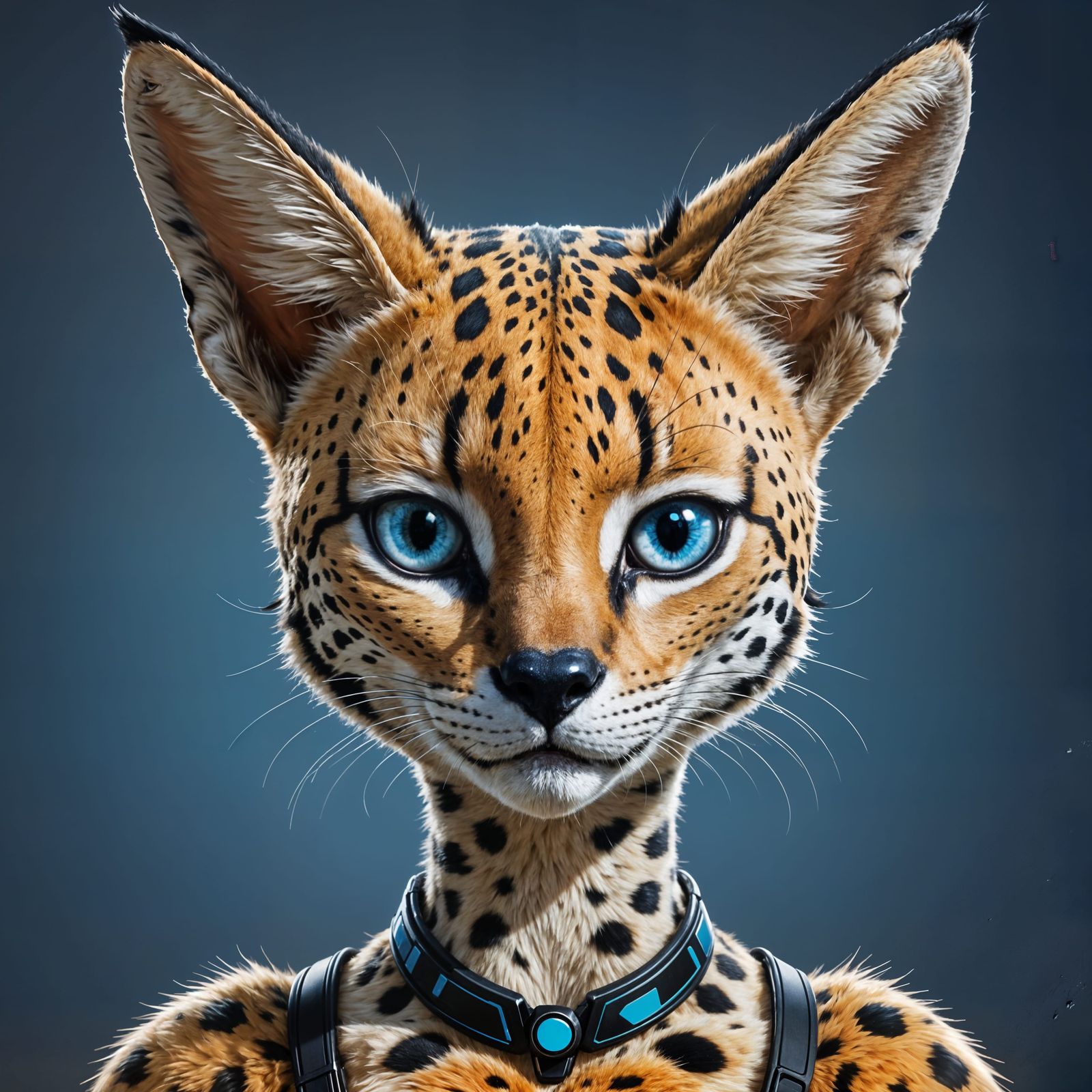 Anthropomorphic Serval in Snowy Forest, Digital Art