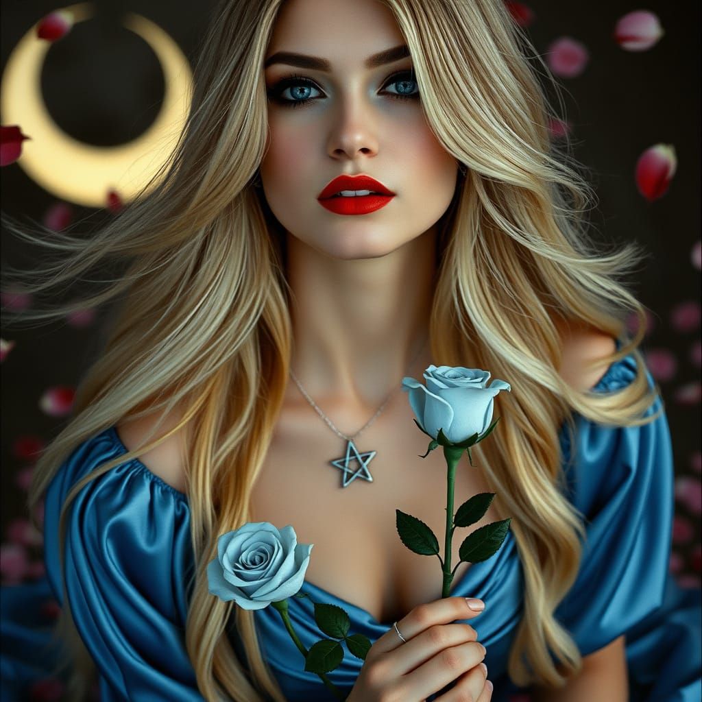 Goddess with Rose in Cinematic Style