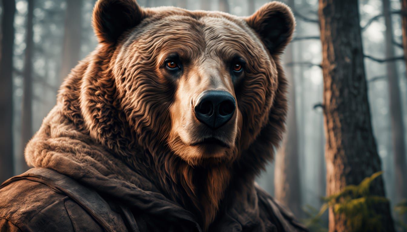 Mountain Man Confronts a Majestic Hybrid Bear in a Misty For...