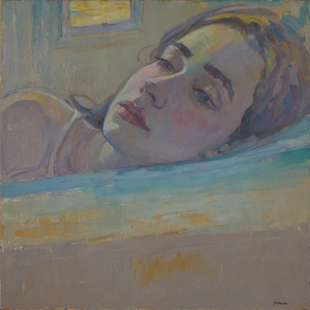 Contemplative Woman in White Room: Fauvist Oil Painting