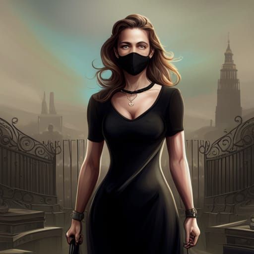 Woman in Black Dress, Graveyard Portrait