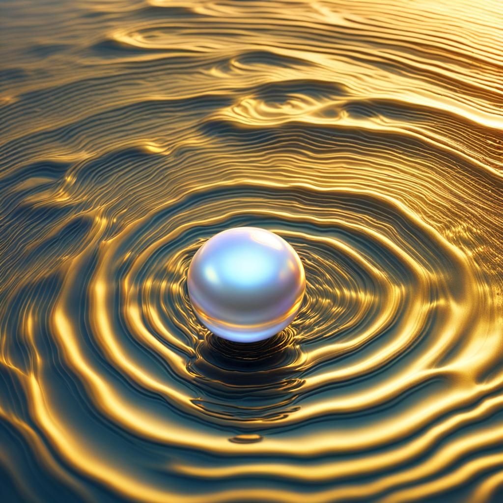 Iridescent Pearl Ripples in Golden Light