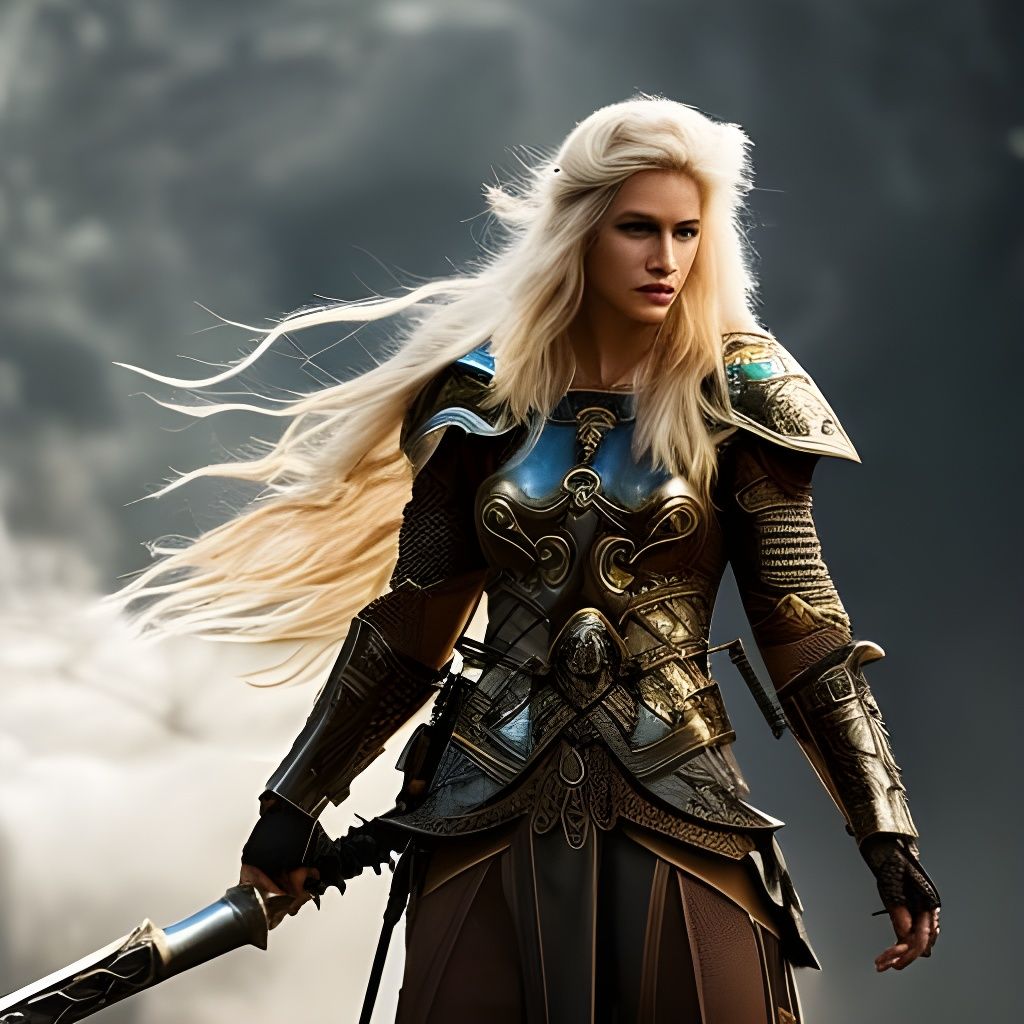 Epic Woman Warrior: Paladin in Digital Painting