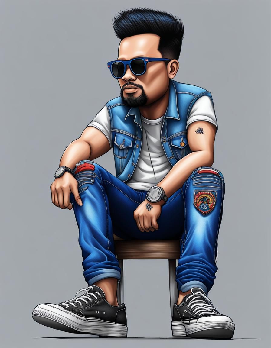 Realistic 3D Caricature Portrait in Rock Style