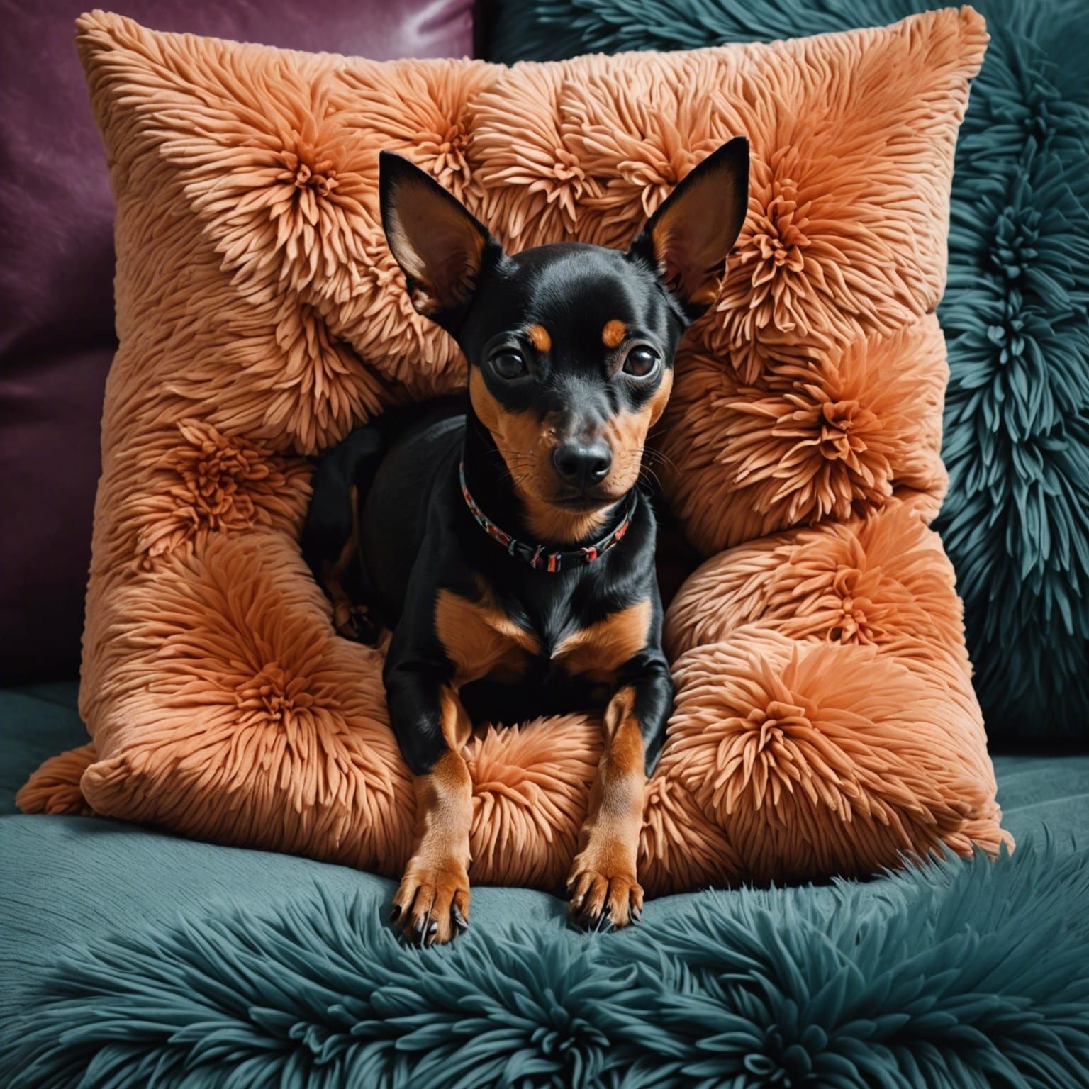 Miniature Pinscher Dreaming: Abstract Art in Complementary C...