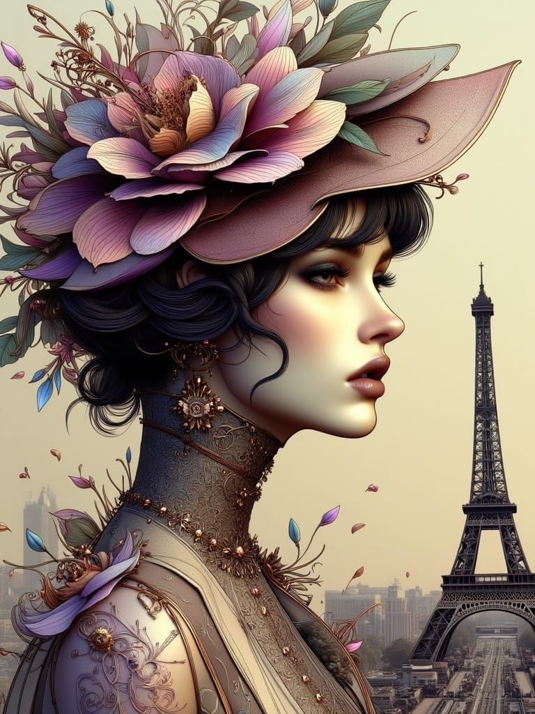 Art Nouveau Punk Goddess in Parisian Dreamscape
