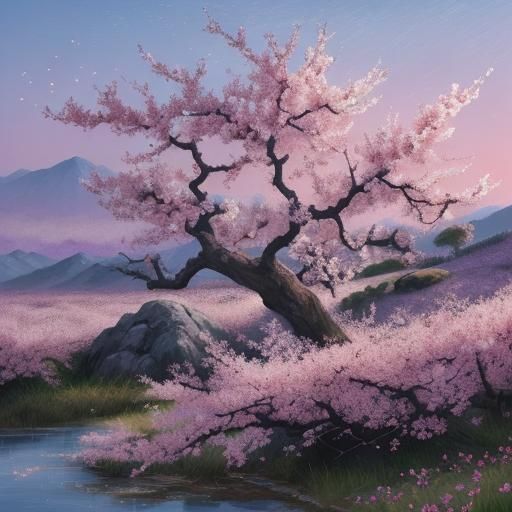 Almond Tree Blossoms in Dynamic Impressionism