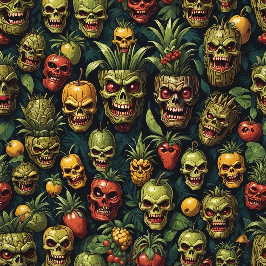 Sinister Vampire Tiki Horror with Tropical Fruit
