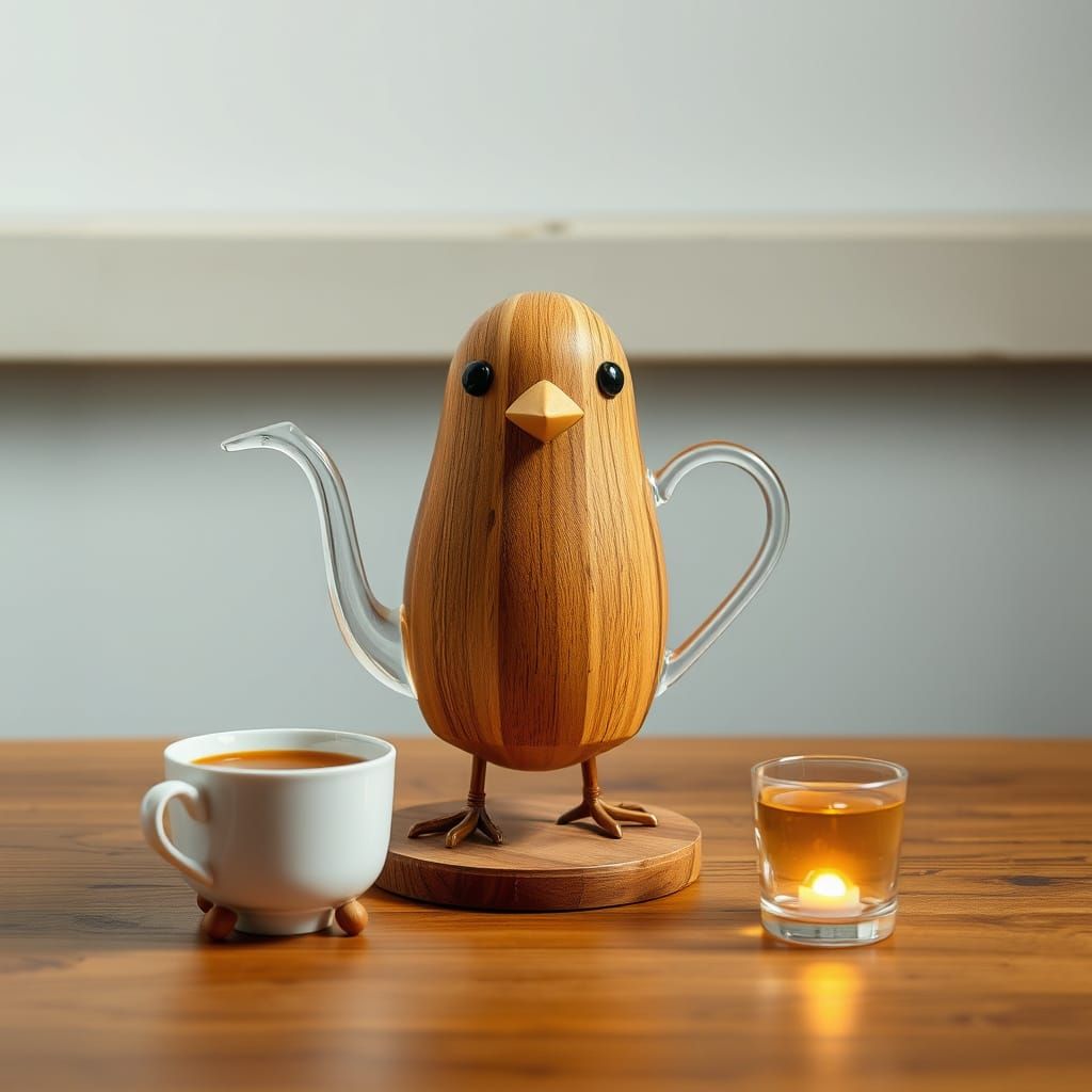 Wooden Turtle and Tea Ceremony in Ethereal Light