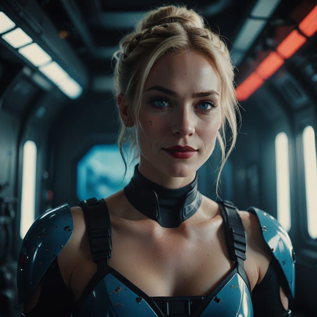 Stunning Pleiadian Woman in Minimalist Spaceship Studio