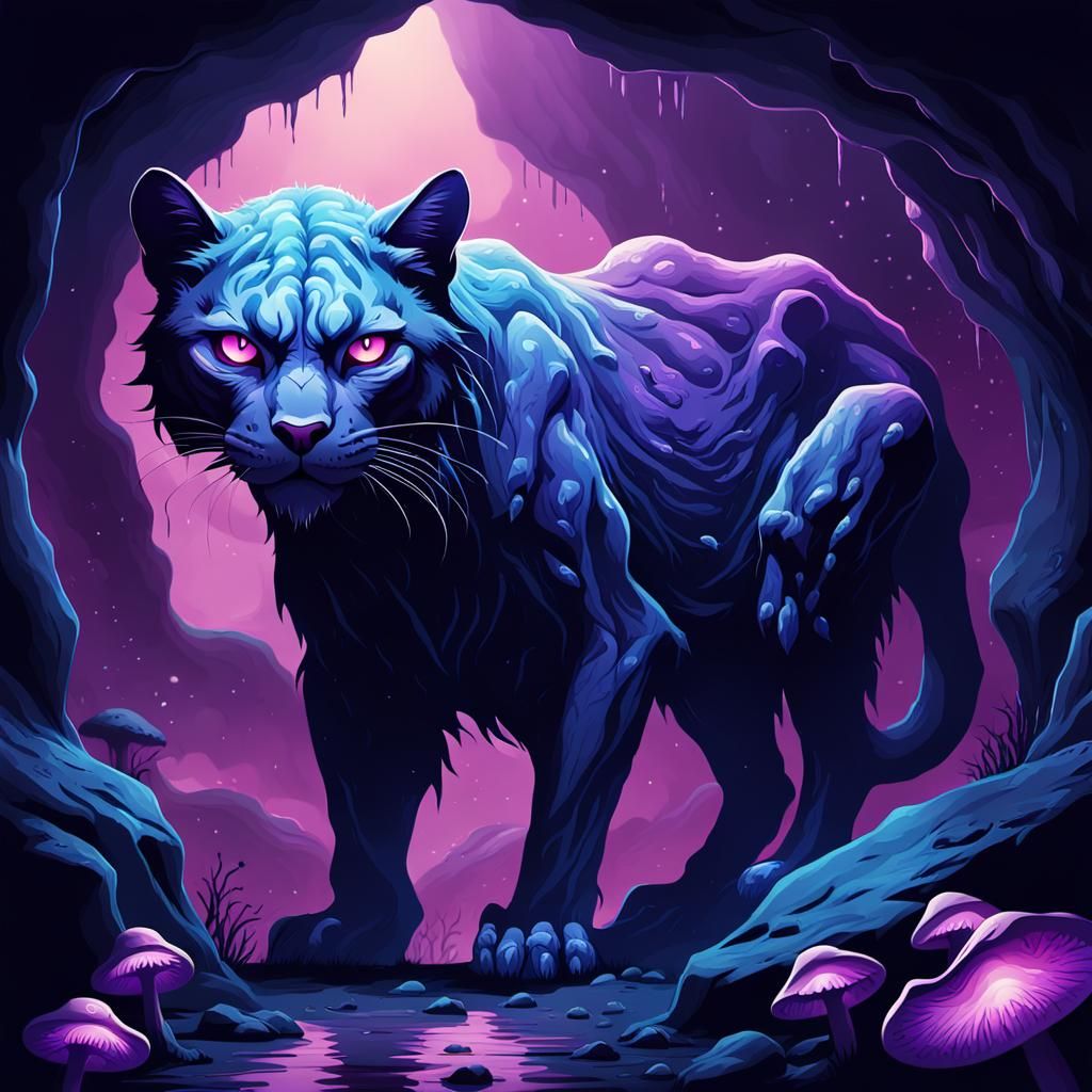 Undead Cat Rises in a Mystical Cave