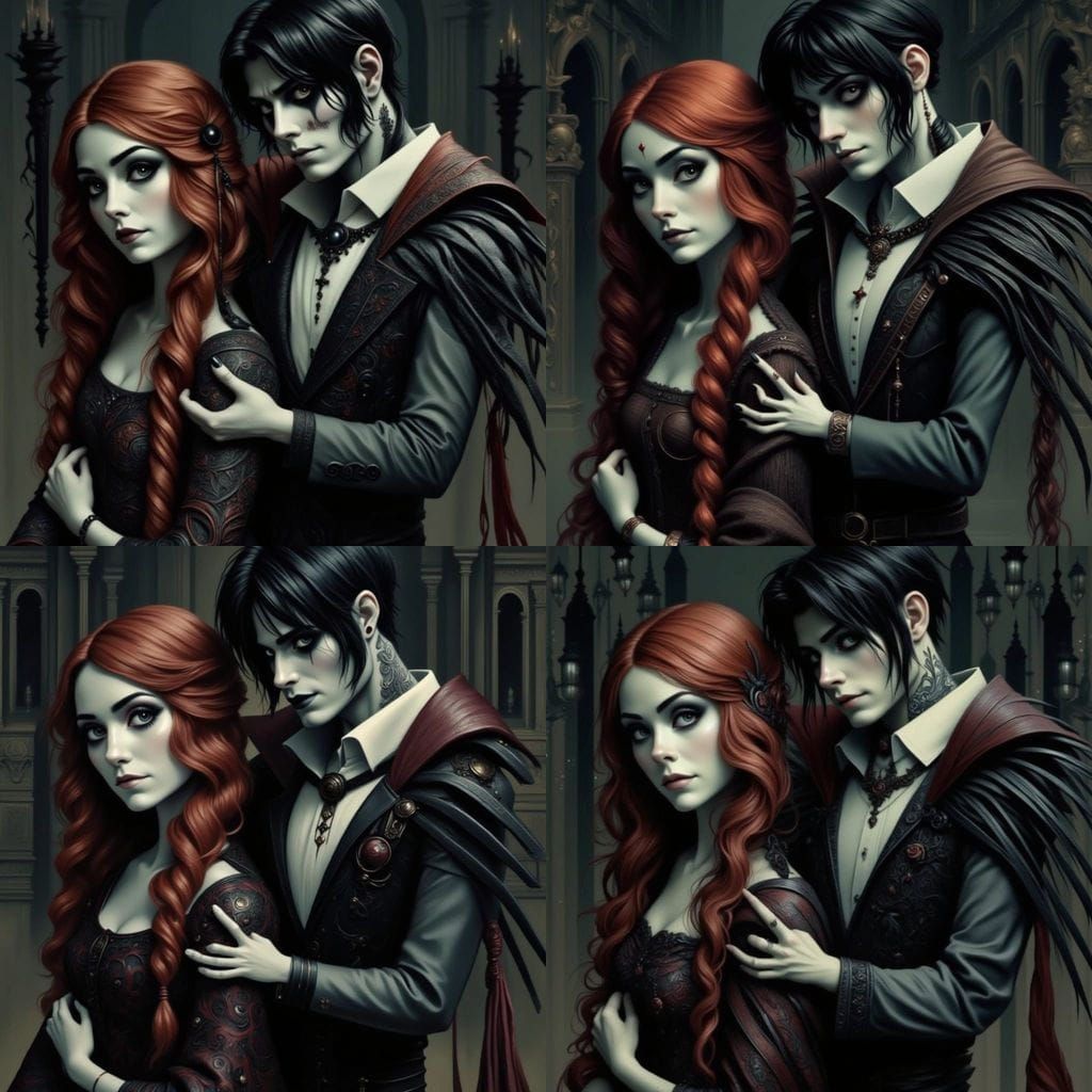 Gothic Couple Jack and Sally in Nightmareland Portrait