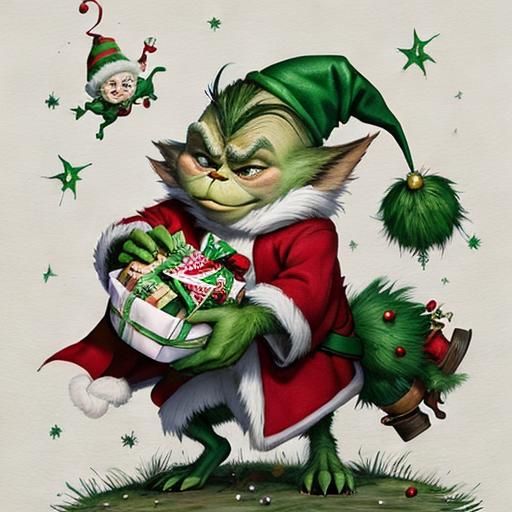 Baby Grinch Steals Christmas in Star Wars Ink Style
