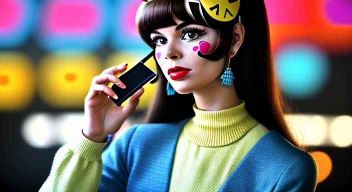 Groovy 60's Housewife on the Phone in Professional Photo