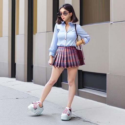 Pair a preppy button-down blouse with a pleated ultraminiski...