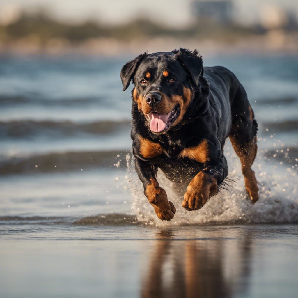 Rottie at the beach