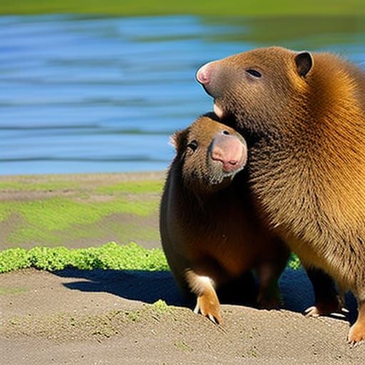 Capybaras Kissing