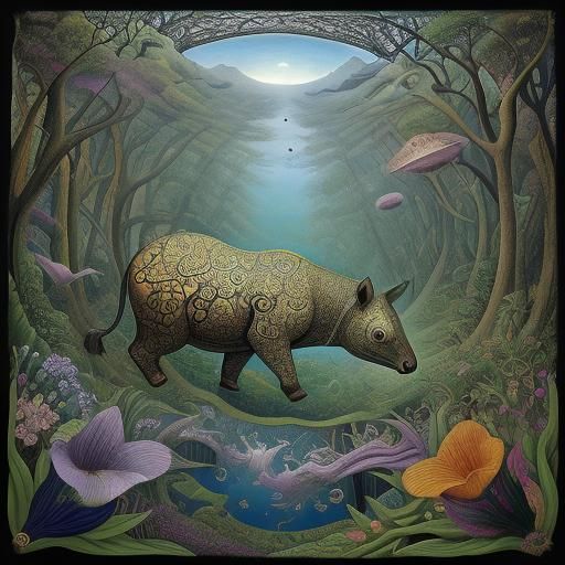 Surreal Tapir Wandering in Distorted Space