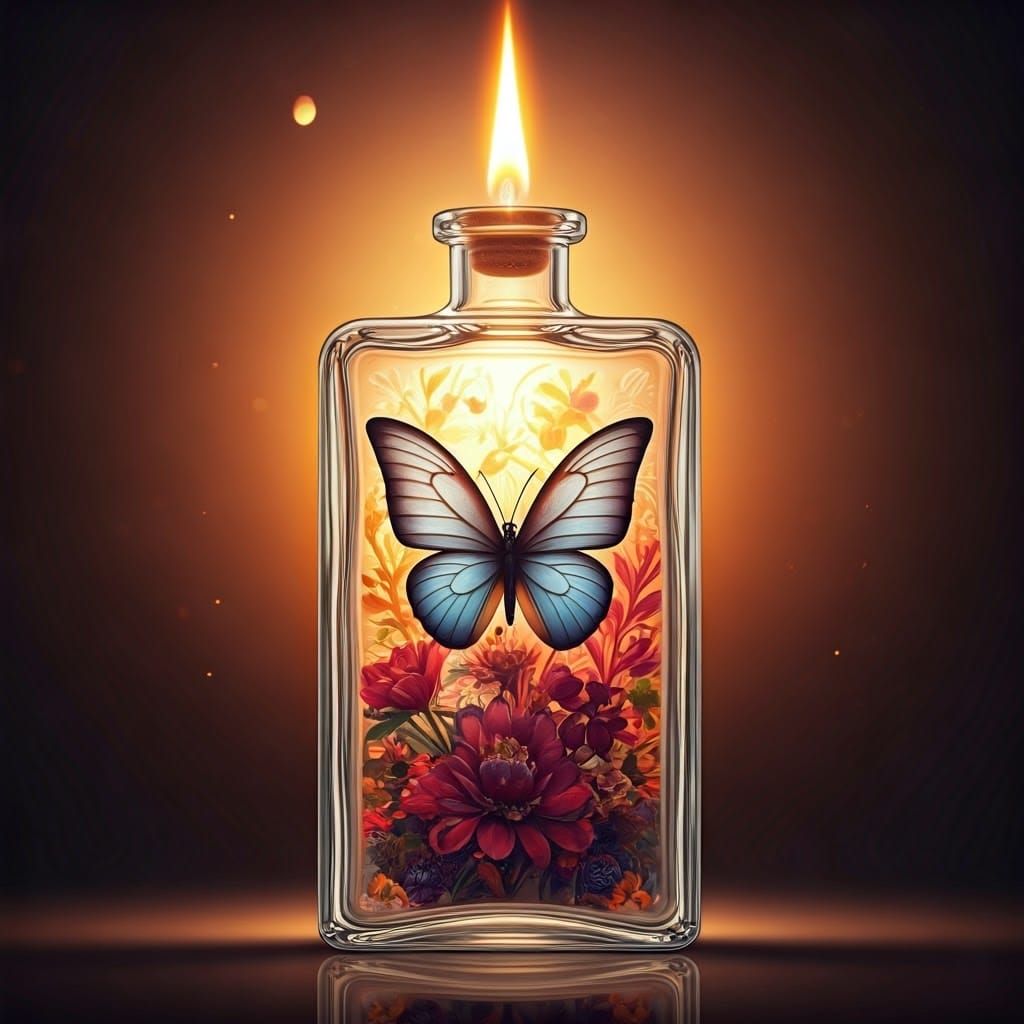 Butterfly in glass bottle