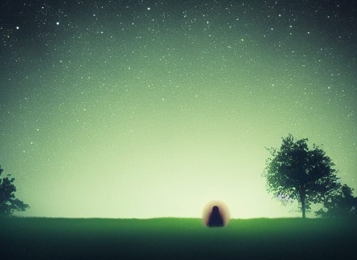 Serene Starry Night Under Moonlit Sky