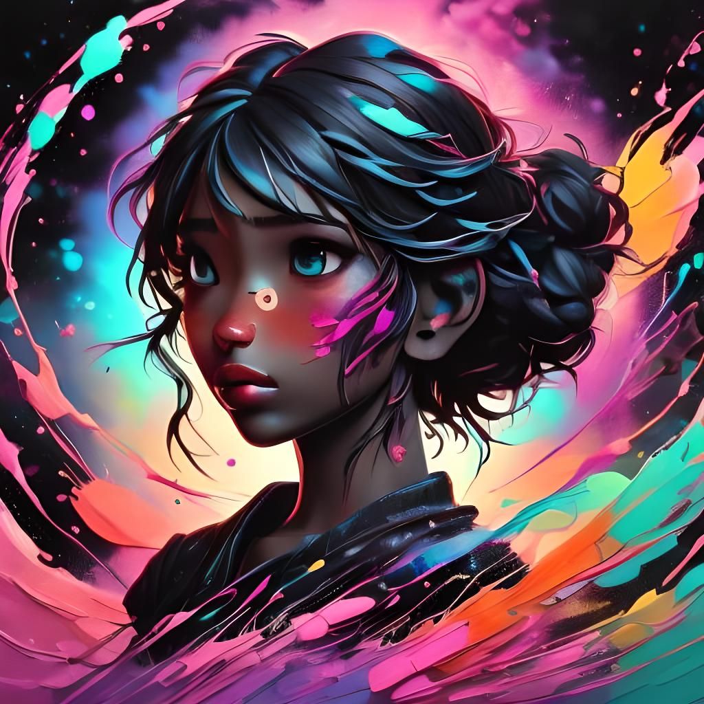 Dreamy Pastel Silhouette Portrait with Paint Splashes