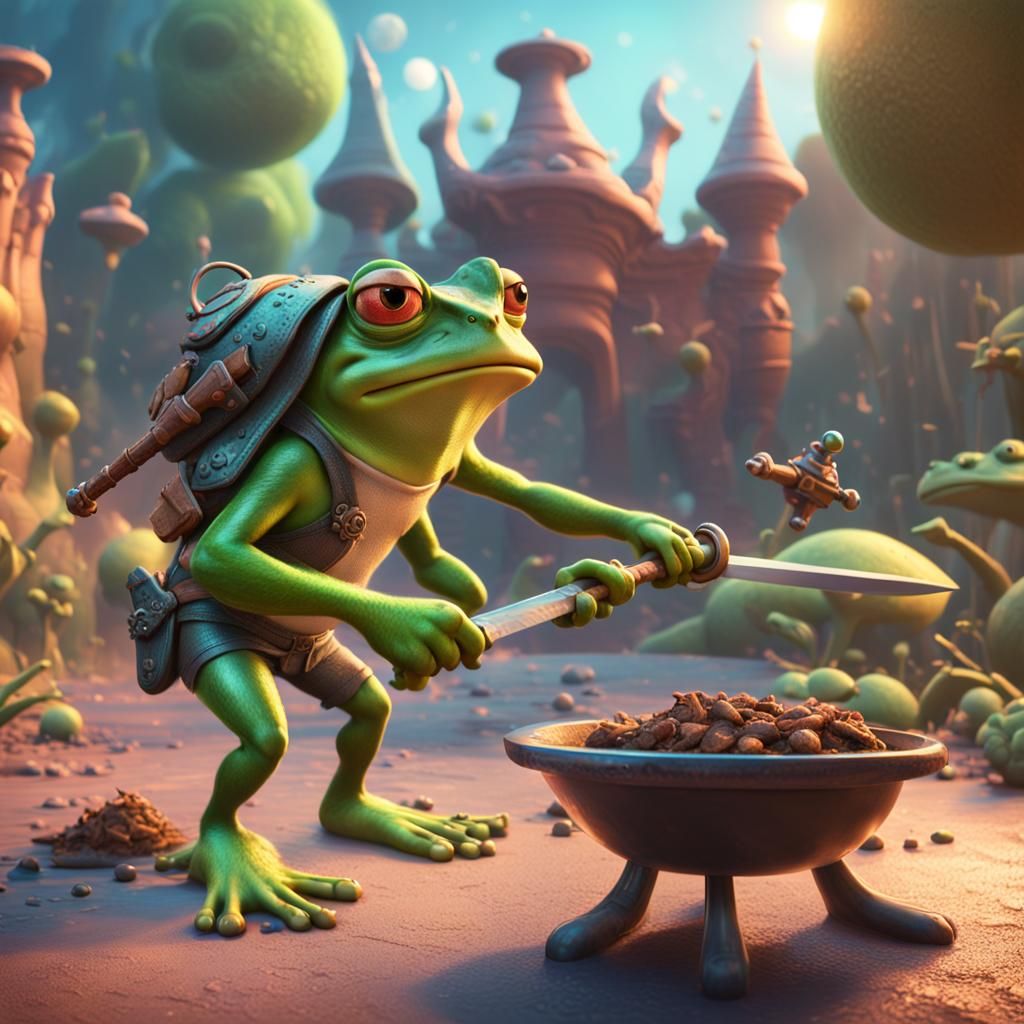 Frog Warrior Battles Aliens in 3D Digital Art