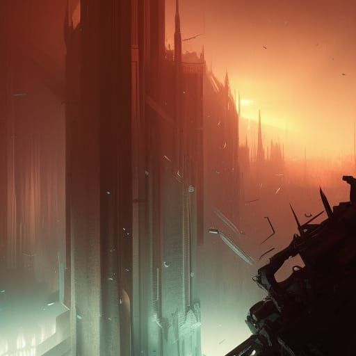 Dark Fantasy Art with Volumetric Lighting