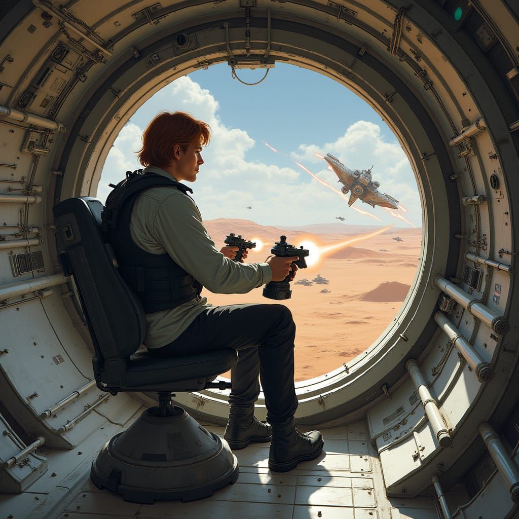 Hyperrealistic Starfighter Battle Scene in Space