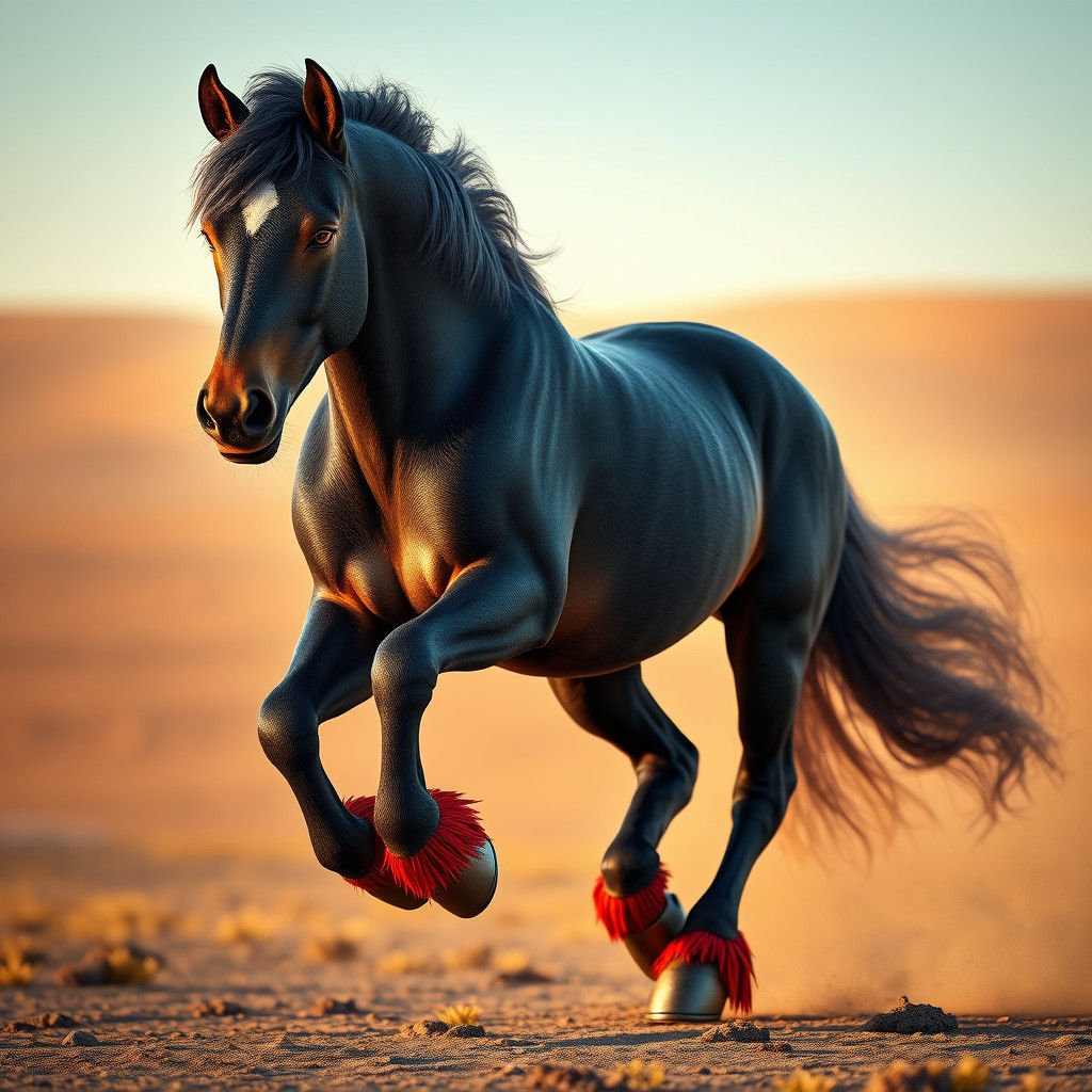 This grouchy old pony has blue-black hair with red-brown pasterns and orange eyes. He is large and not even slightly int...