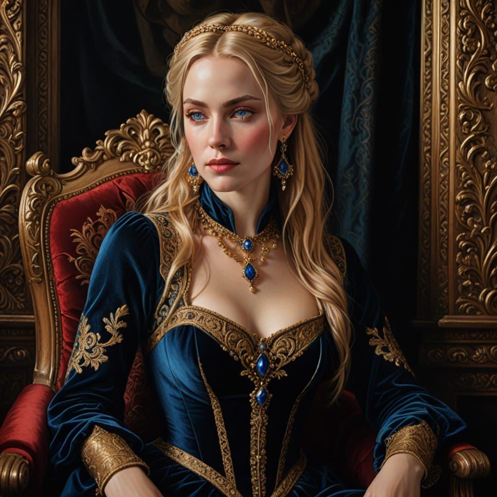 Regal Renaissance Beauty in Velvet Splendor