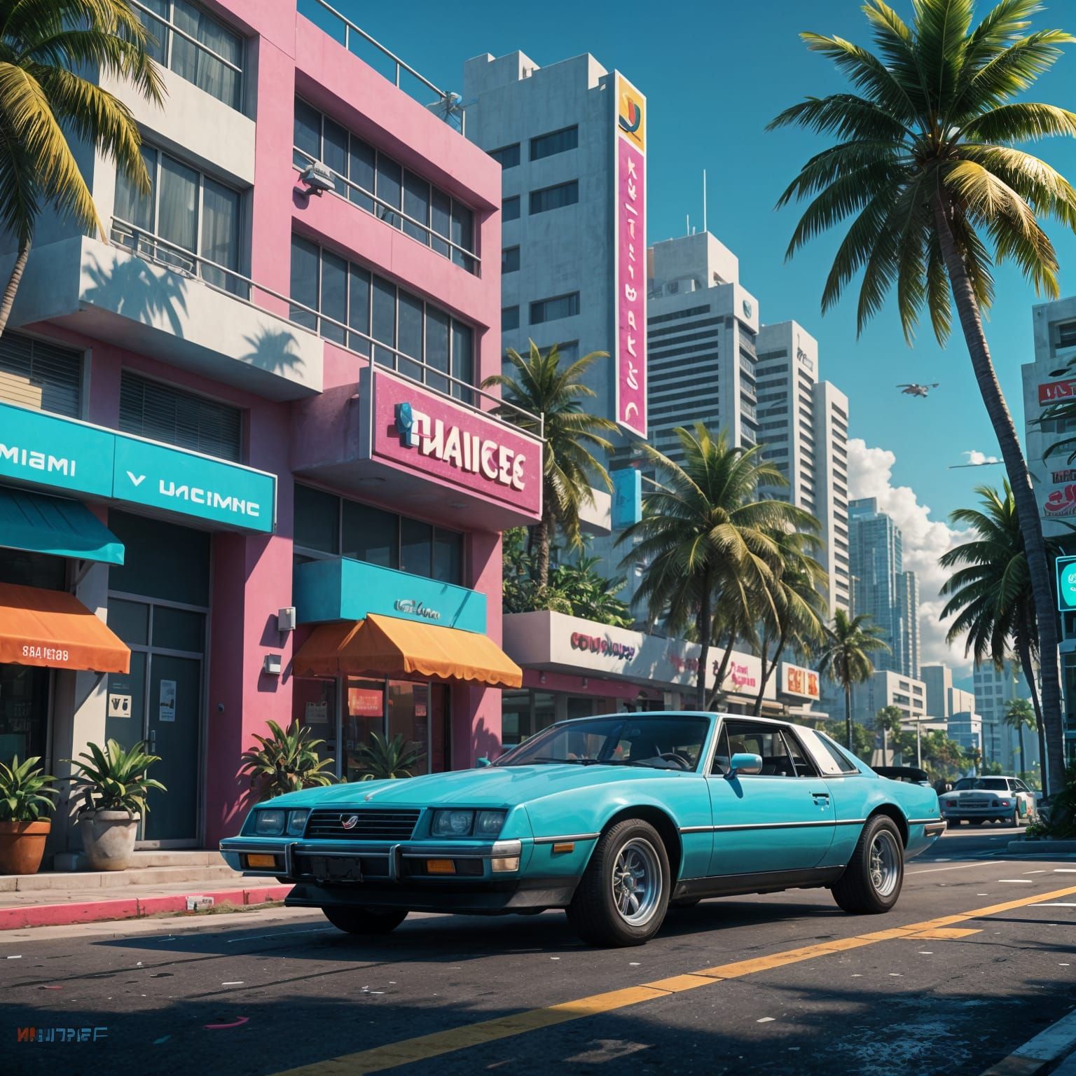 Miami Vice in Hiroshi Nagai Style: 8K Render