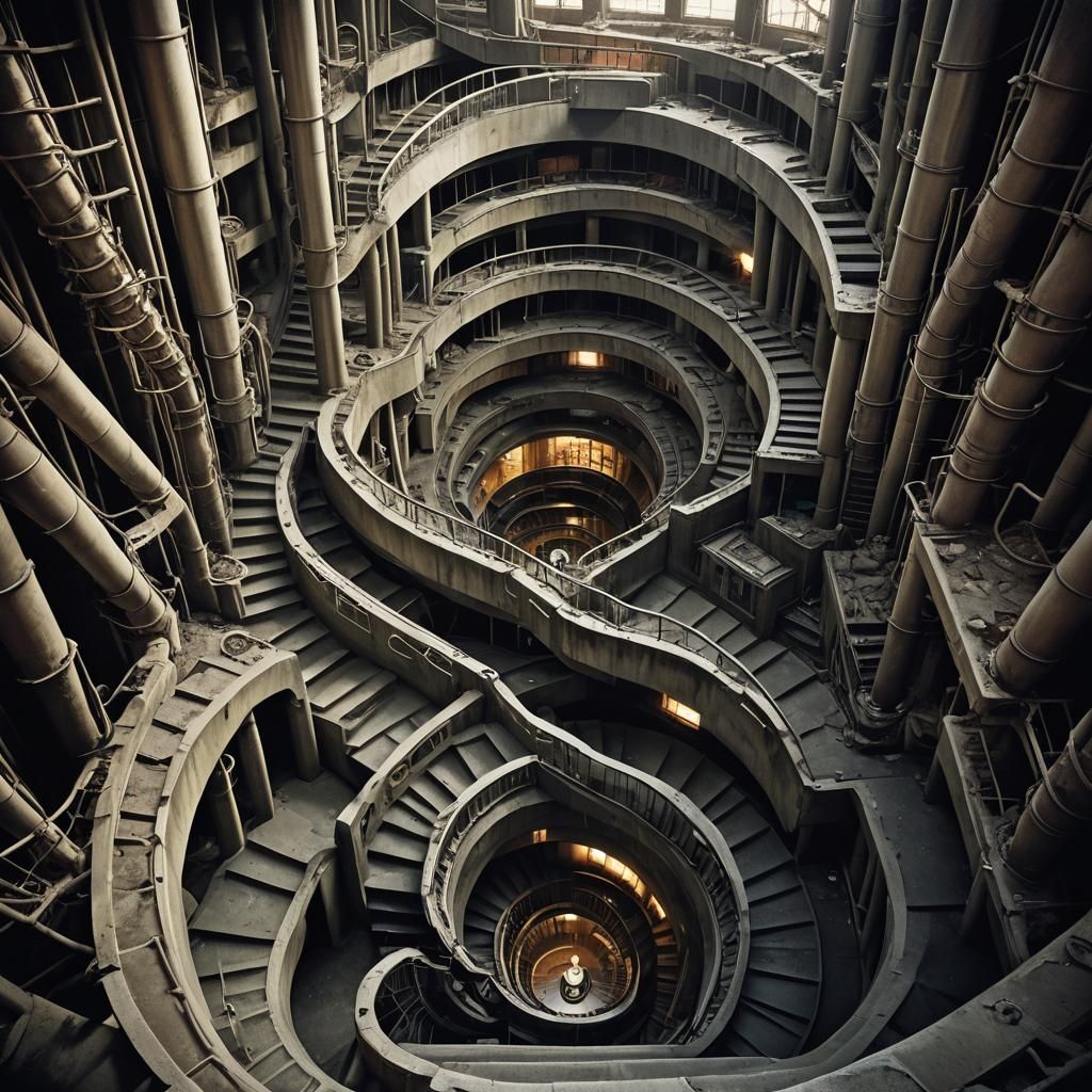 Surreal Staircase to Earth's Core: Biomechanical Architectur...