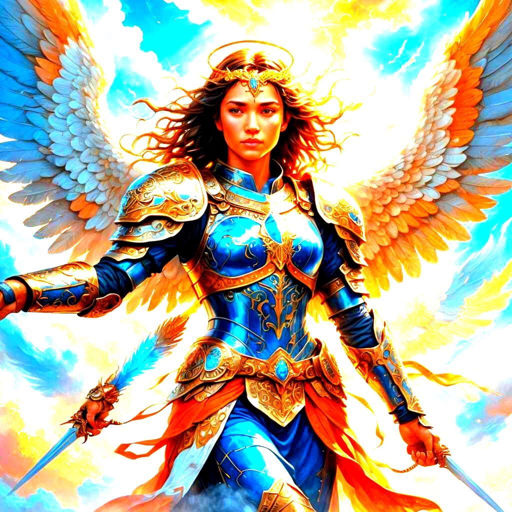 Detailed Matte Painting of an Angel in Deep Color