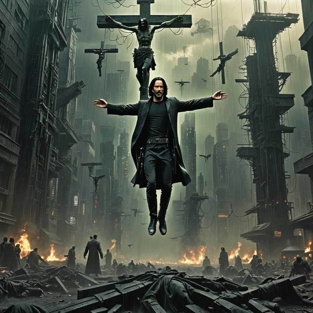 Crucified Figure in Matrix, Digital Matte Painting