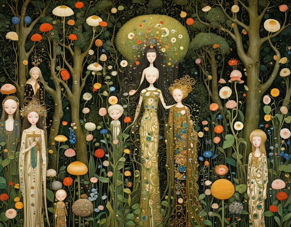 Enchanted Garden in Art Nouveau Style