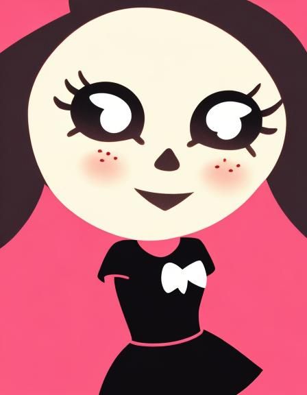 Heart-Shaped Smile in Red Anime Silhouette