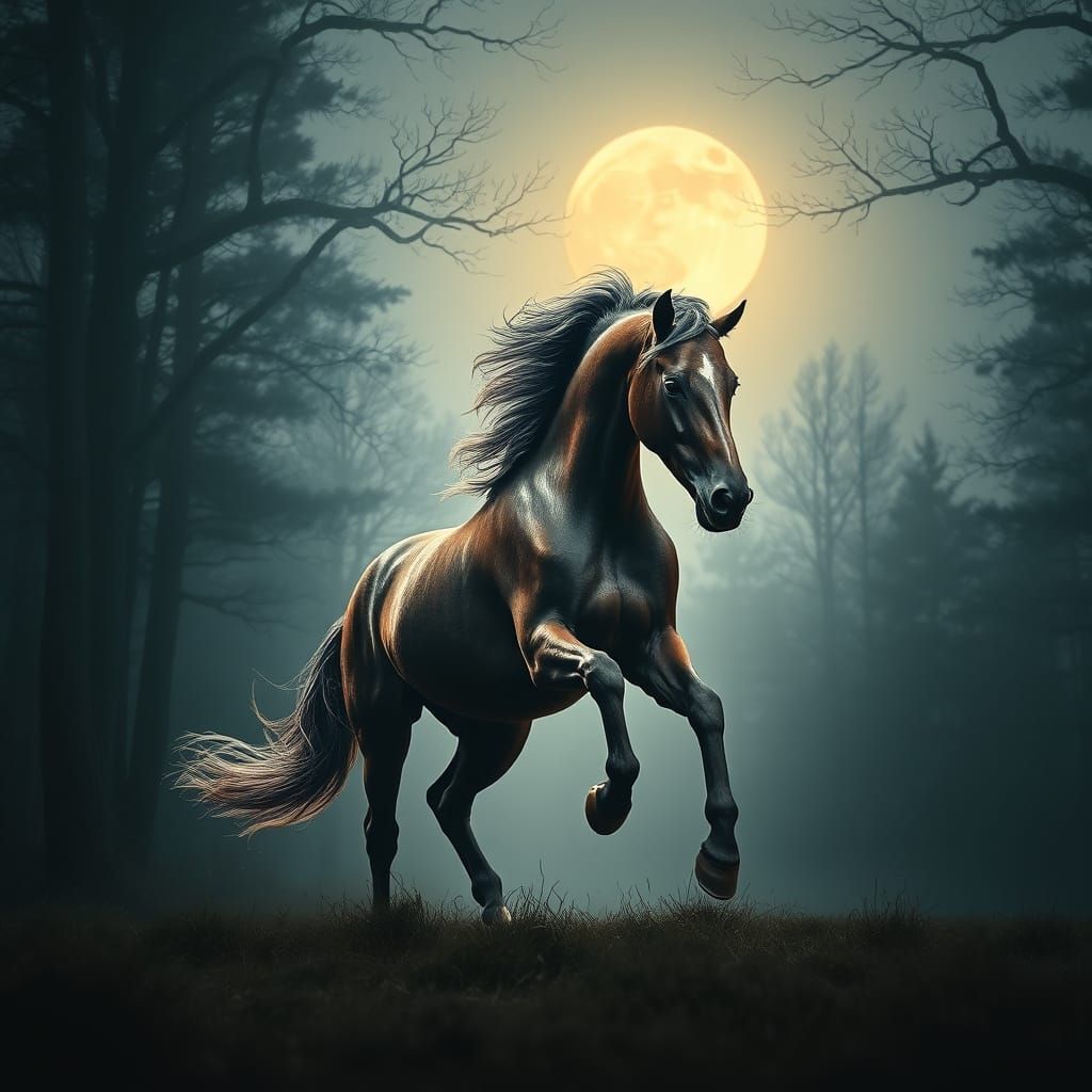 Moonlit Forest Majesty in Hyperrealistic Detail