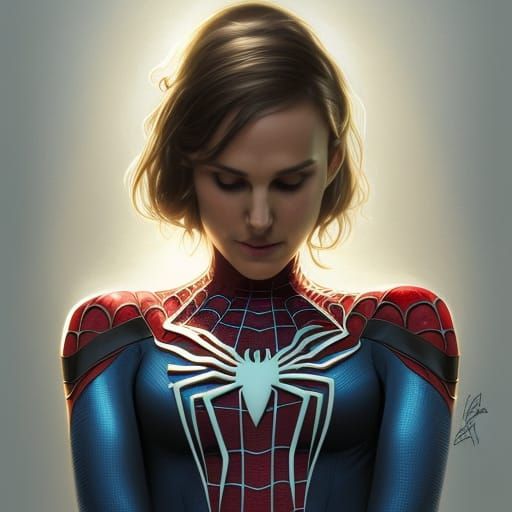 Female Spiderman Portrait in Hyperdetailed Style