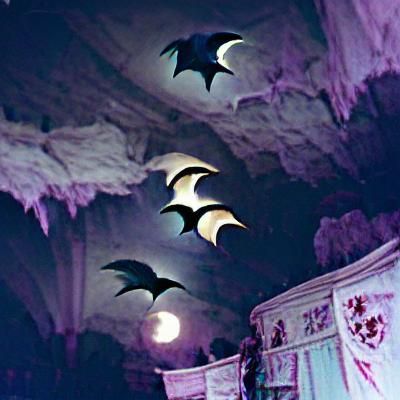 Spooky Castle with Bats in Silhouette