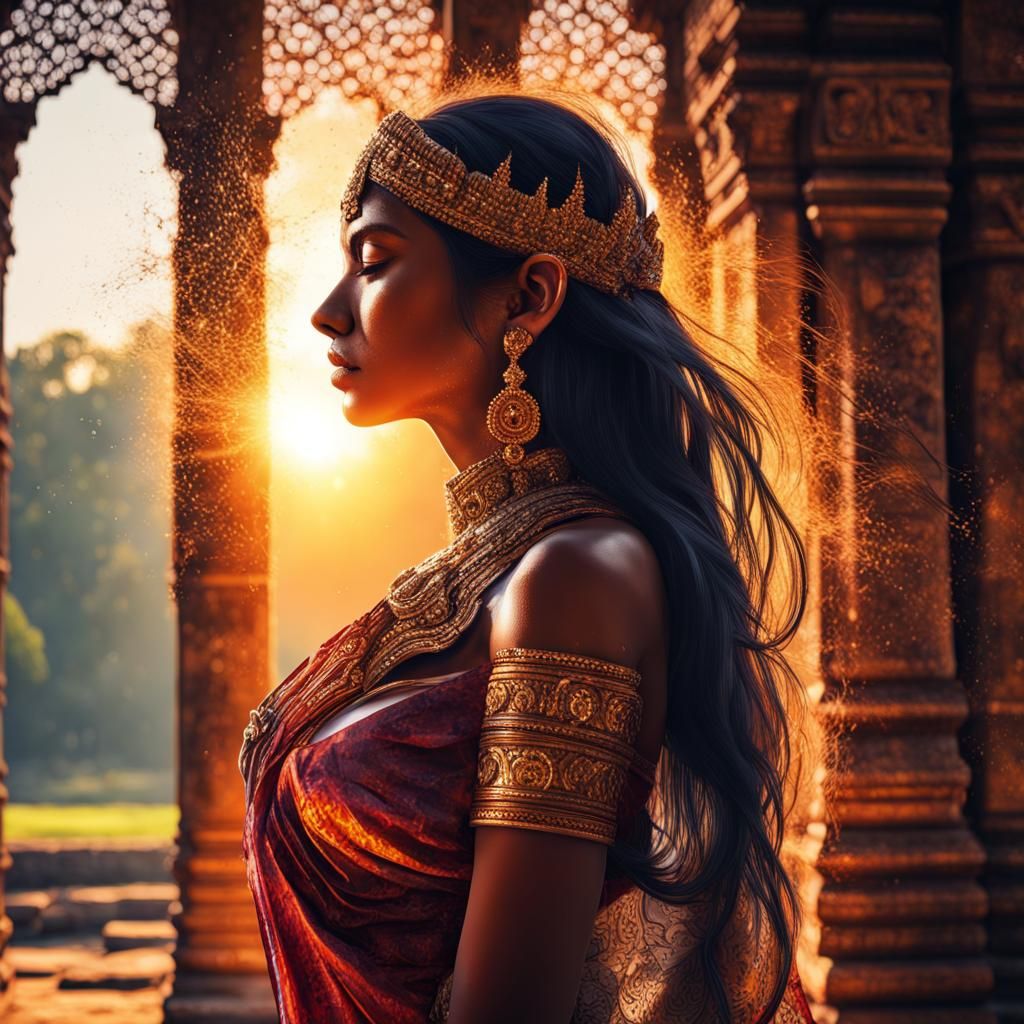 Angkor Wat Sunrise Silhouette: Hyperrealistic Concept Art