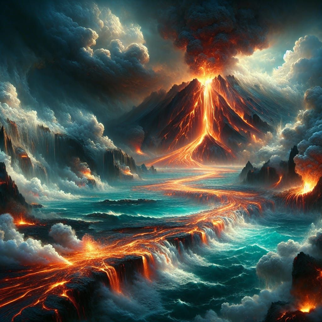 Volcanic Lava Meets Turquoise Ocean