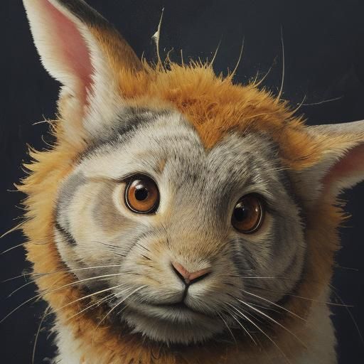 Surreal Rabbit with Telephone, Expressionist Oil Painting