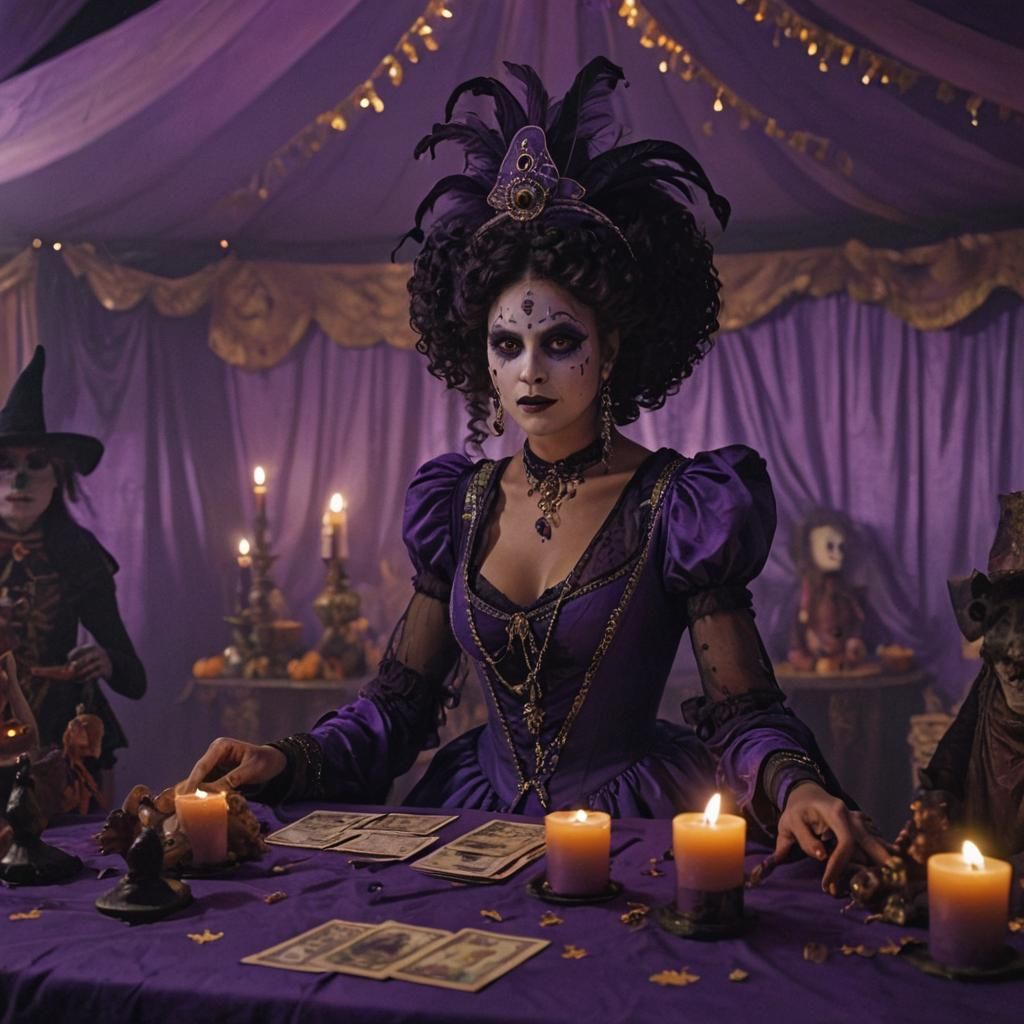 Magical Tarot Reading in a Halloween Circus Tent