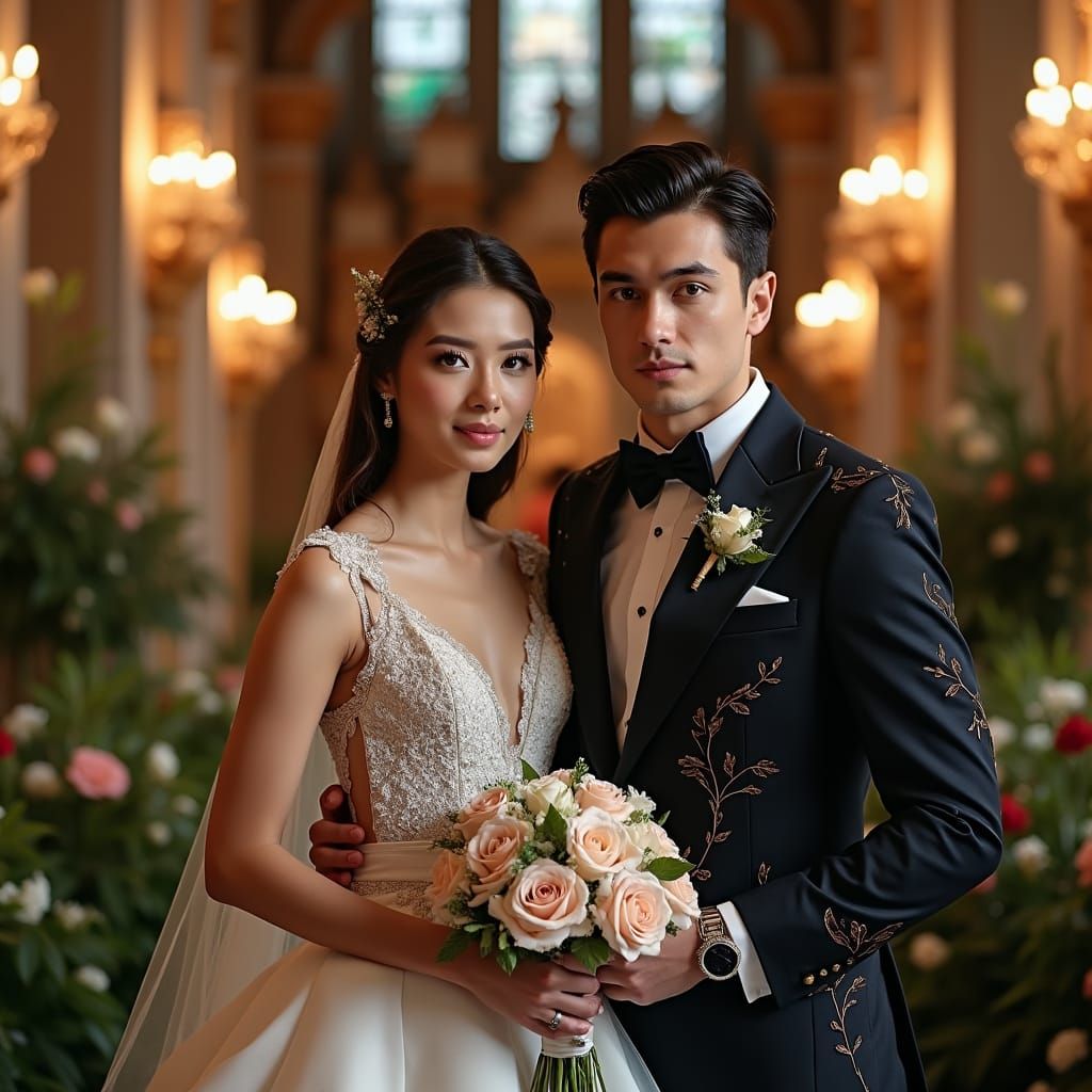 Opulent Cathedral Wedding with Stunning Couple