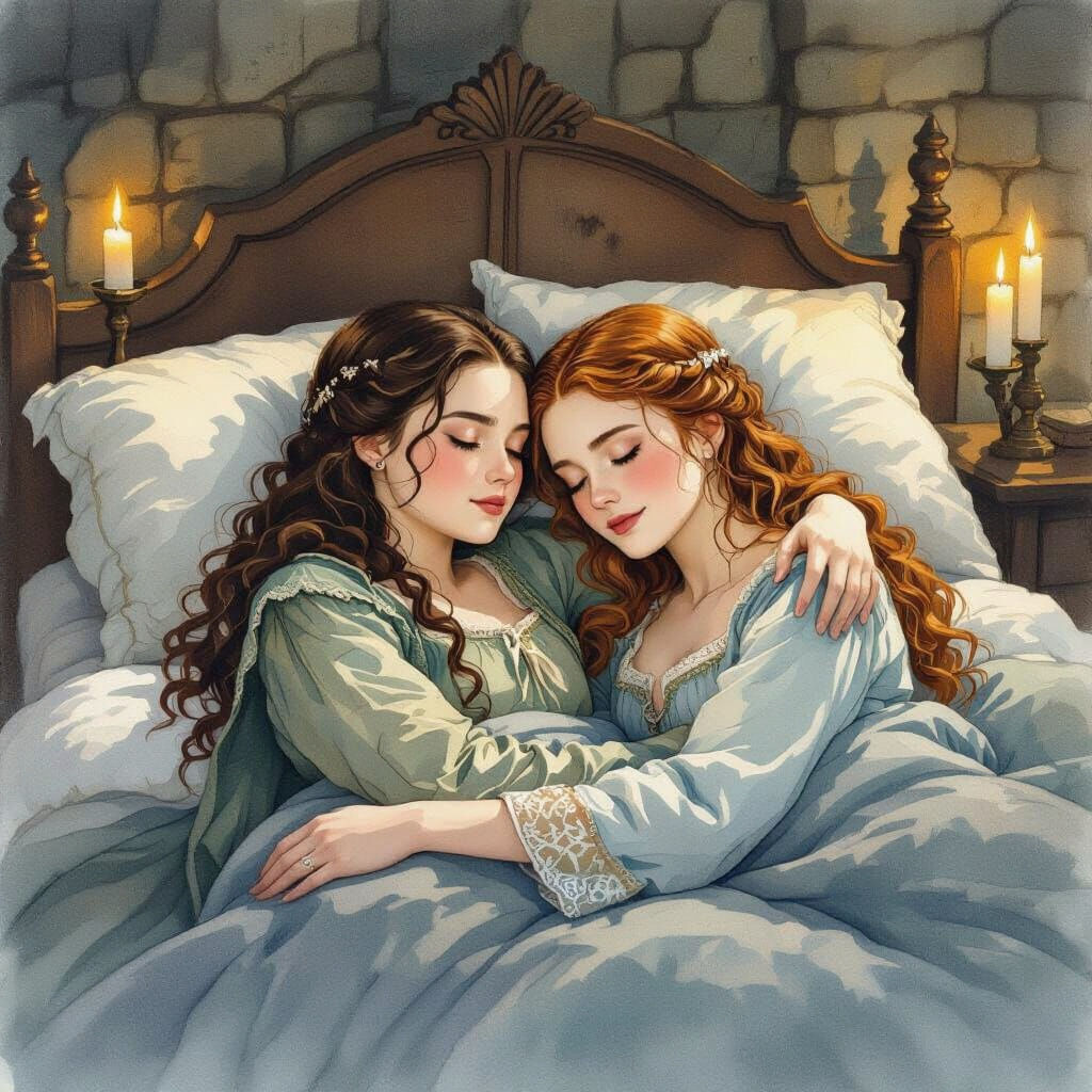 Arya and Sansa Stark Sleeping Peacefully