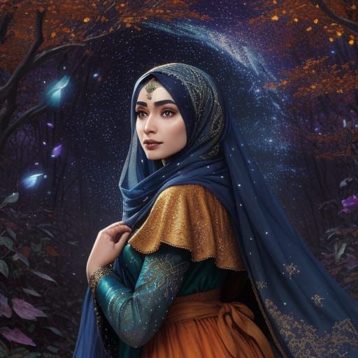 Enchanted Forest: North African Woman in Autumnal Light