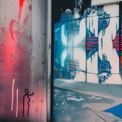 Detailed City Streetscape with Neon Lights