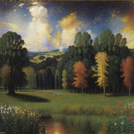 Expressionistic Landscape in Deep Triadic Colors