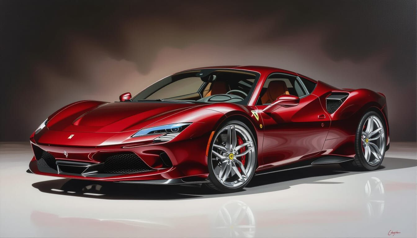 Caravaggio-Style Ferrari 296 GTB in Dark Wine Red