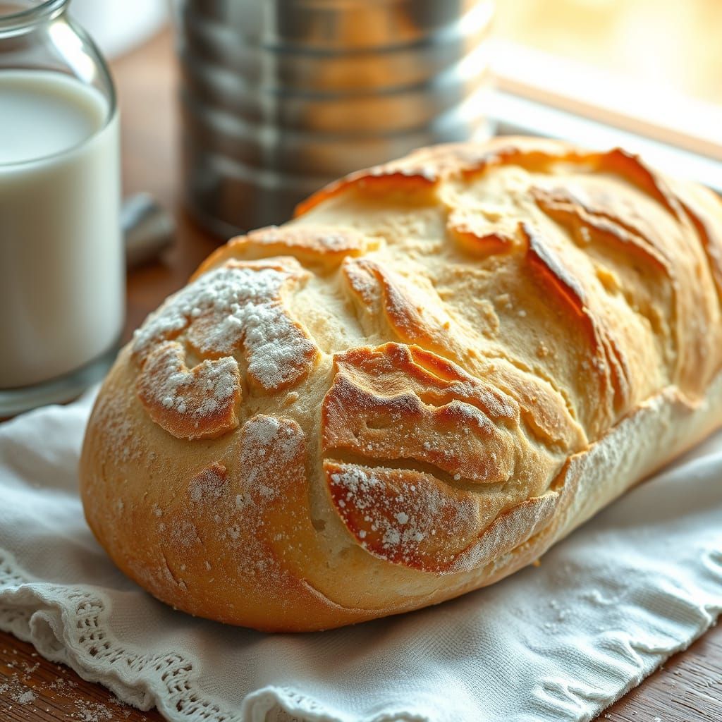Artisanal White Milk Loaf in Warm Light